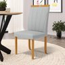 Cadeira Aurora Madeira Maciça Estofada para Mesa de Jantar Linho Cinza 407 - 6