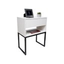 Ver imagem 1 de Mesa de Cabeceira Eco Industrial 40cm Branco Gaveta Superior Pés Ferro Preto para Quarto Cama