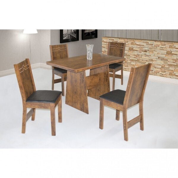 Conjunto Sala de Jantar Mesa Retangular Destak com 4 Cadeiras Elane Móveis São Carlos