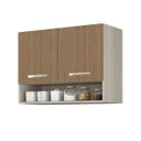 Ver imagem 3 de Armário Multiuso Aéreo Modulado 2 Portas 80 cm Montado – Amadeirado Cinza/Marrom