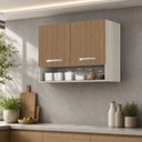 Ver imagem 1 de Armário Multiuso Aéreo Modulado 2 Portas 80 cm Montado – Amadeirado Cinza/Marrom