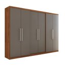 Ver imagem 1 de Guarda-roupa Casal City 6 Portas 2 Gavetas Freijó/cinza - Panorama Móveis