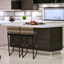 Ver imagem 6 de Kit 2 Banquetas Quadrada Junco Cappuccino para Balcão Ilha Cozinha Área Gourmet Bancada Piscina Bar