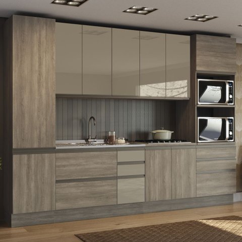 Cozinha Completa Planejada 3,20mt 07 Peças Linha Maxxi Cj14-105 Kappesberg - Nogal