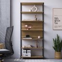 Ver imagem 1 de Estante para Escritório Home Office Industrial Idea A03 Nogal Sevilha Preto - Lyam Decor