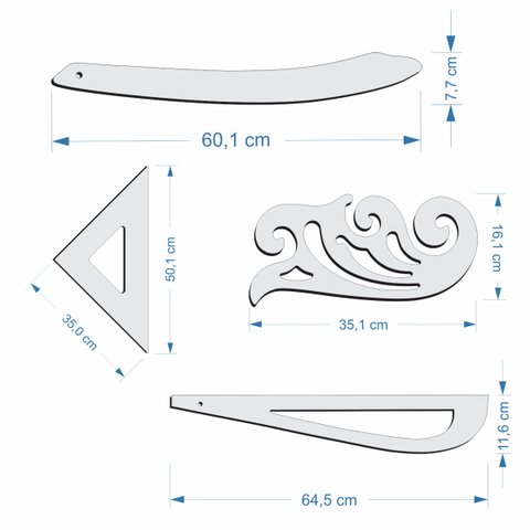 Kit Réguas Corte Costura Modelagem Acrílico Costura Sn Fenix Snacr