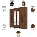 Ver imagem 3 de Guarda Roupa Casal 218cm com Espelho Bolty Imbuia Rústico V02 - Mpozenato
