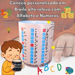 Kit Presente Especial 2 Canecas Acessibilidade em Braile Alfabeto e Frase - 3