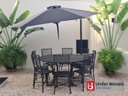 Ver imagem 2 de Conjunto de Mesa para Jardim Bambu com Mesa de 1,50 m sem Giro e 8 Cadeiras em Alumínio Fundido Unif