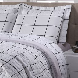 Roupa de Cama King 3 Peças Lençol e Fronha Classic Estampado:Geométrico Grid - 2