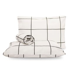 Roupa de Cama King 3 Peças Lençol e Fronha Classic Estampado:Geométrico Grid - 1