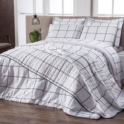 Roupa de Cama King 3 Peças Lençol e Fronha Classic Estampado:Geométrico Grid - 3