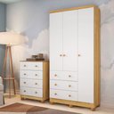 Ver imagem 1 de Quarto de Bebê Completo Junior 3 Portas 7 Gavetas 100% MDF Branco Brilho/Amêndoa - Movéis Peroba