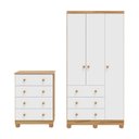 Ver imagem 2 de Quarto de Bebê Completo Junior 3 Portas 7 Gavetas 100% MDF Branco Brilho/Amêndoa - Movéis Peroba
