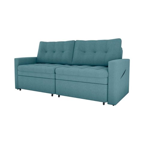 Sofá Cama Reclinável 2 Lugares 220cm Nayla Boucle Azul Matrix