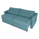 Ver imagem 2 de Sofá Cama Reclinável 2 Lugares 220cm Nayla Boucle Azul Matrix