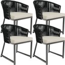 Ver imagem 1 de Kit 04 Cadeiras Decorativas para Área Gourmet Cozinha Corda Náutica Bethari D04 Preto - Lyam Decor