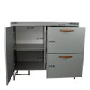 Ver imagem 2 de Buffet 90cm Tampo 25mm Puxador Couro Pés Aço Tela Natural:verti