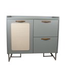 Ver imagem 4 de Buffet 90cm Tampo 25mm Puxador Couro Pés Aço Tela Natural:verti