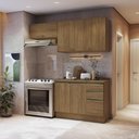 Ver imagem 1 de Armário de Cozinha Compacta 3 Gavetas 100% Mdf 200cm Nogueira Celeste Kappesberg