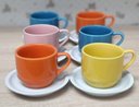 Ver imagem 5 de Jogo 6 xícaras de Café e Chá com pires - 200 ml Empilháveis - Porcelana Colorida