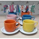 Ver imagem 4 de Jogo 6 xícaras de Café e Chá com pires - 200 ml Empilháveis - Porcelana Colorida