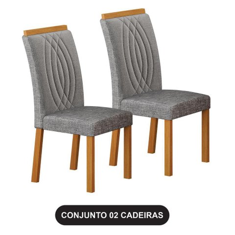 Cadeira para Mesa de Jantar Doha Kit 2 Peças Cinamomo Linho Cinza - Leifer