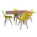 Ver imagem 1 de Conjunto de Mesa de Jantar Eames Eiffel Retangular 120x75 Tampo de Madeira Amêndoa com 4 Cadeiras Am