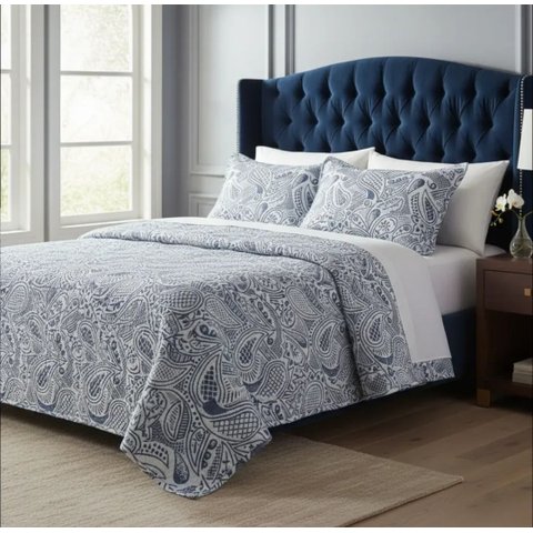 Colcha Casal Queen Montblanc Memory Azul de 2,30m x 2,60m .