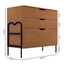 Ver imagem 5 de Cômoda Quarto Casal Retrô Marrom Nature com 3 Gavetas Oasis