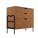 Ver imagem 3 de Cômoda Quarto Casal Retrô Marrom Nature com 3 Gavetas Oasis