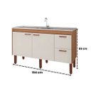 Ver imagem 4 de Gabinete de Cozinha 154cm 2 Portas Balcão Madeira 100% MDF:Freijó/Off-White