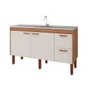 Ver imagem 1 de Gabinete de Cozinha 154cm 2 Portas Balcão Madeira 100% MDF:Freijó/Off-White