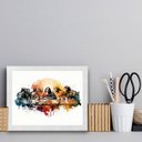 Ver imagem 2 de Quadro Santa Ceia Moderna - Aquarela 33x24cm - com Vidro:moldura Branca