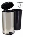 Ver imagem 2 de Lixeira Inox Cozinha Escritório 15L Pedal Com Recip. Interno Plástico Viel 3587