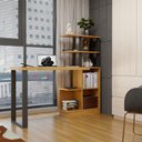 Ver imagem 4 de Mesa Escrivaninha Industrial London 1 Porta 100% MDF Freijó/Preto Fosco - Panorama Móveis