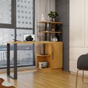 Ver imagem 3 de Mesa Escrivaninha Industrial London 1 Porta 100% MDF Freijó/Preto Fosco - Panorama Móveis