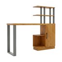 Ver imagem 1 de Mesa Escrivaninha Industrial London 1 Porta 100% MDF Freijó/Preto Fosco - Panorama Móveis