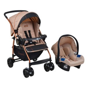 Travel System Burigotto Carrinho de Bebê com Bebê Conforto Rio K + Touring Mon Amour Bege