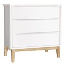 Ver imagem 4 de Quarto de Bebê Classic 3 Portas Cômoda Gaveteiro Branco com Pés Madeira Natural - Reller