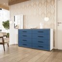 Ver imagem 1 de Cômoda Penteadeira Valência 8 Gavetas Espelho 209x160cm Azul/Branco 250801