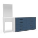 Ver imagem 2 de Cômoda Penteadeira Valência 8 Gavetas Espelho 209x160cm Azul/Branco 250801