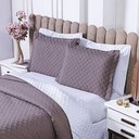 Ver imagem 4 de Kit Cobre Leito Milão Casal 3 Peças 100% Poliéster - Lavanda / Branco