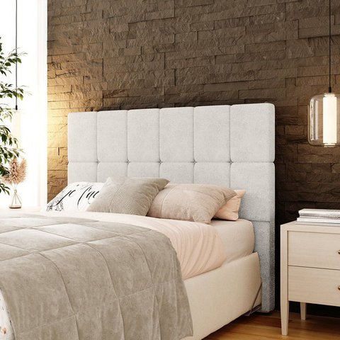 Cabeceira Casal 140cm Bouclé Estofada Design Moderno para Quarto Linea