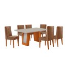 Ver imagem 2 de Mesa de Jantar Carolina 180cm Tampo MDF Vidro Canto Copo com 6 Cadeiras Safira
