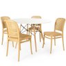 Conjunto Mesa de Jantar Redonda Eiffel Branca 120cm com 4 Cadeiras Roma - Nude - 1