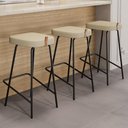 Ver imagem 6 de Kit 04 Banquetas Altas Cozinha e Área Gourmet Vik Estofada Linho Bege - Desk Design