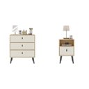 Ver imagem 6 de Conjunto Cômoda 3 Gavetas com Mesa de Cabeceira Branco/Amendoa/Off White