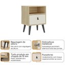 Ver imagem 4 de Conjunto Cômoda 3 Gavetas com Mesa de Cabeceira Branco/Amendoa/Off White