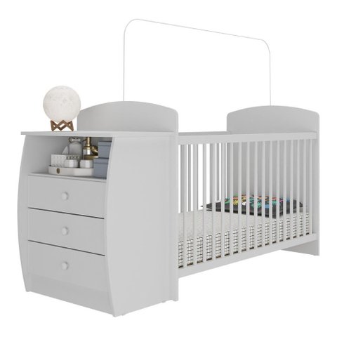 Berço Cômoda Cajuzinho para Colchão 60x130cm Multimóveis Bb0516 Branco